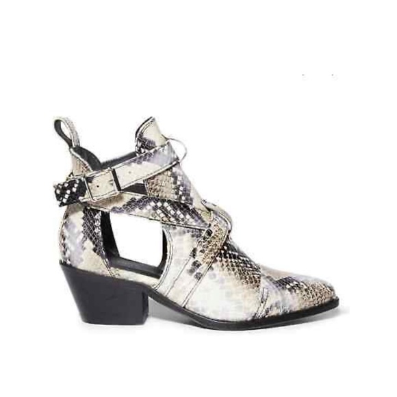 All Saints Snakeskin Print Darcy Pointed Toe Leather Booties Size 8 NWT. - Picture 3 of 13